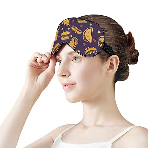 Hamburger e tacos Máscara de olho para dormir sombra com cinta ajustável para a venda para viagens de avião