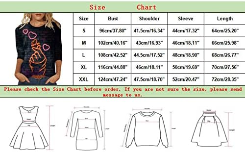 3/4 camisas de manga para mulheres plus size, moda solta Fit Crewneck Camise