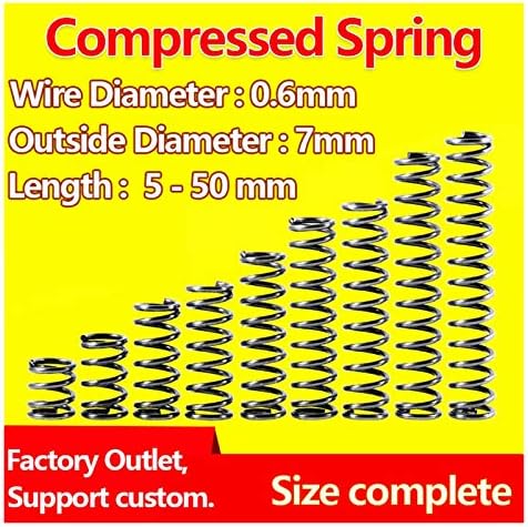 Adioli compressão primavera compressão pressão release mola release mola retorno mola mola mola diâmetro de mola 0,6 mm, diâmetro externo 7mm)