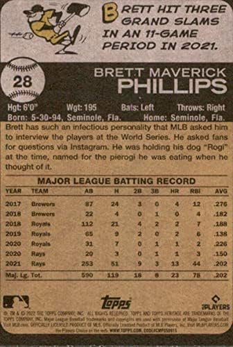 2022 Topps Heritage 28 Brett Phillips Tampa Bay Rays MLB Baseball Base Trading Card
