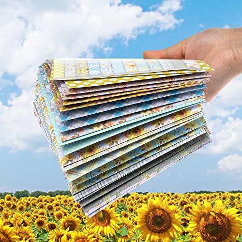 Ziivard 24 folhas 6 × 6 em almofadas de papel de scrapbook, papel de girassol em papel único decorativo de papel para fabricação