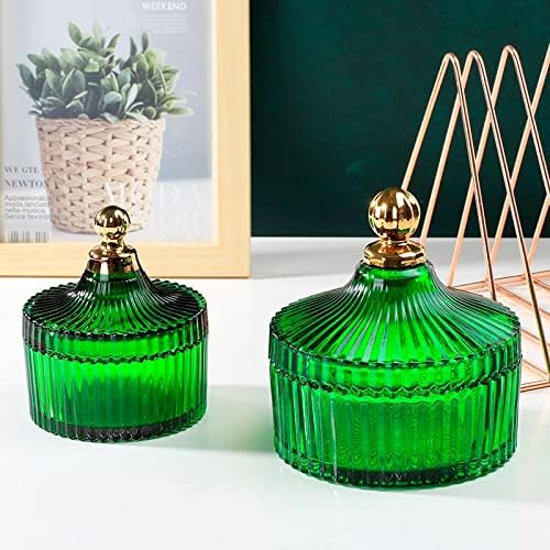 Sawqf Green Green Green Jar Jar de armazenamento dourado Candy Storage Storage Tea Latas de decoração de armazenamento Jarra de estar