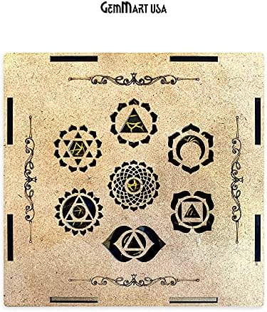 Rochas e decoração de casa 7 Chakra of Life Healing Gemtones Box, forma oval de 38-44mm de pedras naturais com símbolos gravados em