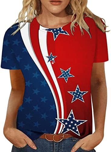 CGGMVCG WOMENS 4 de julho Camisa de manga curta Star listras de estrela de tripulação tshirts impressos Casa patriótica
