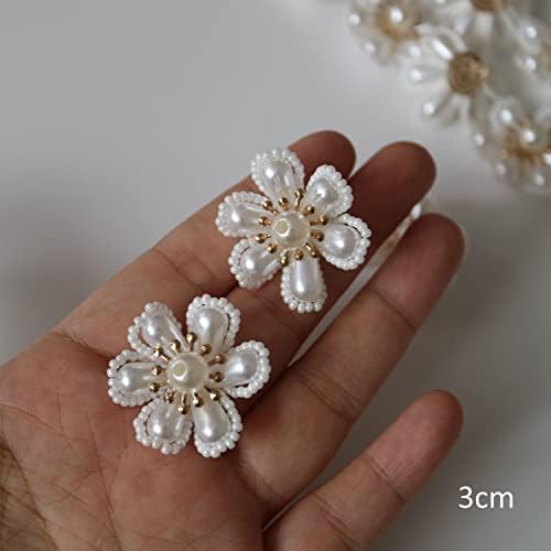 G-Rui 10pc/lote similado remendos de flores de pérolas para roupas DIY Costuras artesanais em apliques florais para roupas