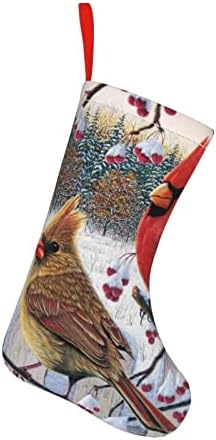 Meias de Natal, pássaros do cardeal vermelho de inverno neve de meias de natal, Natal pendurado ornamentos sacos de doces para