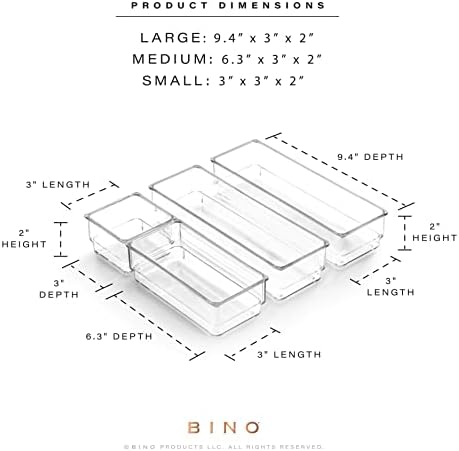 Conjunto de lixeira de gavetas de 4 peças Bino, pequeno | O modular | Armazenamento multiuso | Durável | BPA livre | Organizador