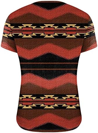Camisas de manga curta para mulheres Crew pescoço asteca astecas geométricas Tees gráficos Bloups Casual Plus Size Tampes