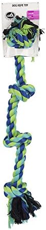 Pet Champion 4 Knot 21 Brinquedo de cachorro de corda, grande, variado, azul/verde
