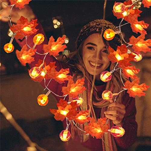 MonthLove Halloween Maple Leaf Pumpkin Lantern String, Garden Party Room Decoração