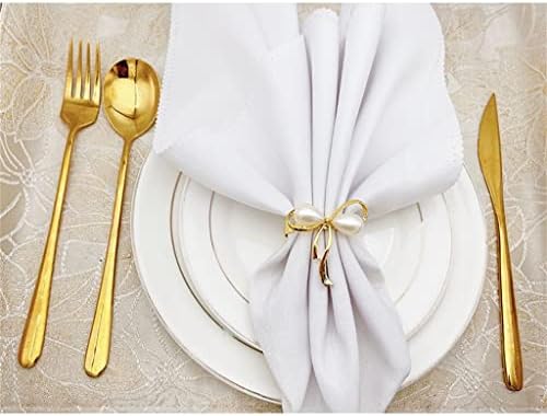 6pcs Golden Pearl Bow Napkin Button Hotel Model Room Hotel Set Tableware (Cor: A, Tamanho