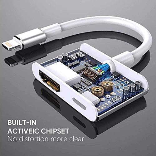 [Apple MFI Certified] Lightning para HDMI, Adaptador AV Digital Adapador, 4K Vedio & Audio HDMI Sync Screen Conector com a porta de