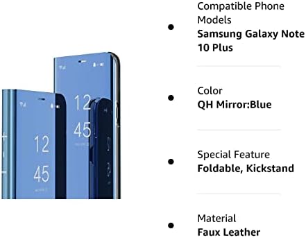 MEIKONST Galaxy Note 10 Plus Caso, PU Mirror Flip Ultra Slim Tampa Scretproof Clear View Janela com tampa de proteção