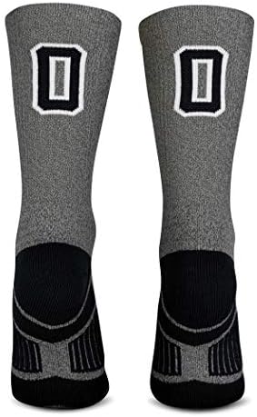 ChalkTalksports Número da equipe personalizada Criw Socks | Meias atléticas cinza e preto | Todos os números de equipe