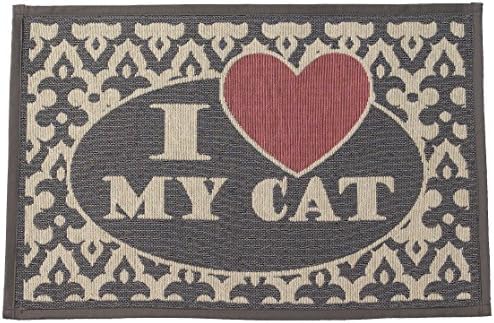 Petrageous 12087 eu amo minha tapeçaria de gato que não esquilo lavável tapete de gato lavável para áreas de alimentação de animais