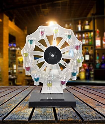 Nuscen Ferris Wheel Cup Suport com rack de vinho LED rotativo e bandeja de copo de coquetel para a KTV Night Club and