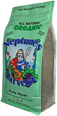 Fertilizante de Tomate e Veg de Netuno 2-4-2, 36 oz e alimento para plantas multifuncionais de refeição de 36 oz e algas