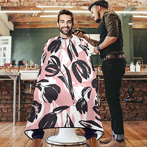 VISESUNNY barbeiro capa à mão desenhada tulipa floral poliéster corte de cabelo salão de salão de salão de salão avental anti-estático cor de cabelo resistente a água de barba barba barba cabeceira