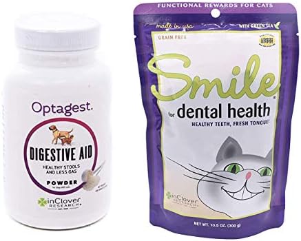Em Clover Optagest Daily Digestive Imun Suporte para cães e gatos e sorriso diário de saúde odontológica mastigável para