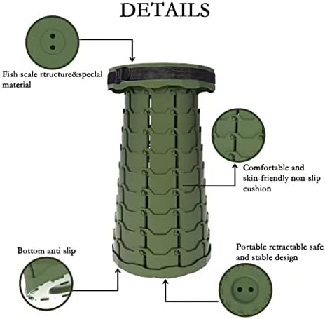 Zhiehiusl portáteis fezes telescópicas, fezes de plástico ajustáveis ​​Carregar máximo 400lbsRetratable Banco de acampamento