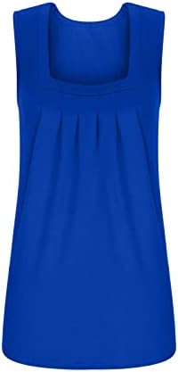 Tanques de verão feminino Tops 2023 Casual casual colocado com túnica de túnica de túnica larga de túnica solta camisa plissada de cor sólida
