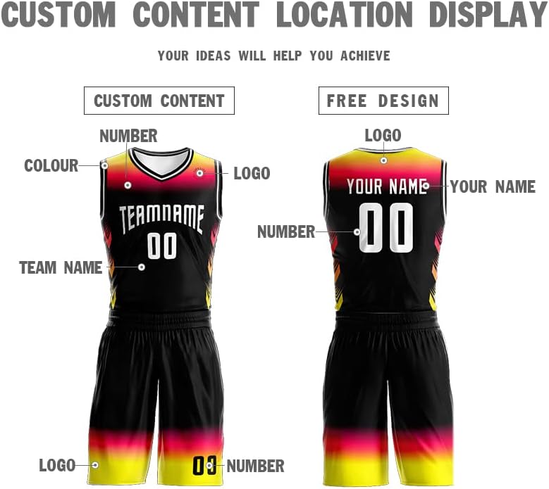 Jersey de basquete de gradiente personalizado Uniforme de qualquer nome de nome do time logo, camisas de basquete personalizadas