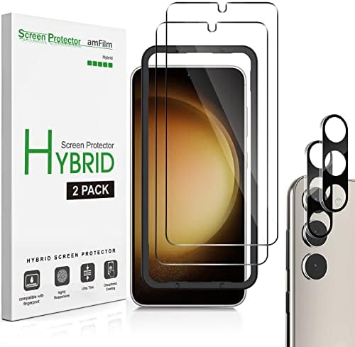 AMFILM [2+2 pacote] Protetor de tela de filme híbrido para Samsung Galaxy S23+/S23 mais 6,6 polegadas [ID de impressão digital