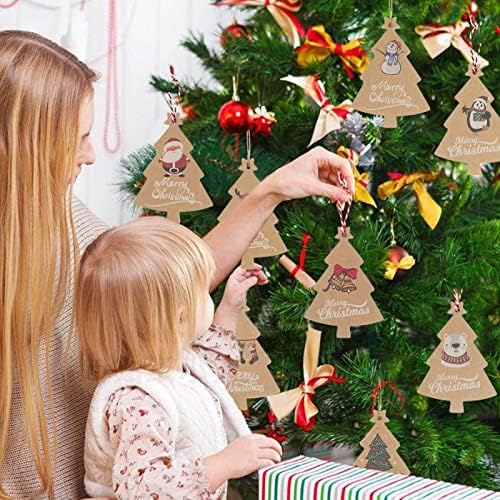 Toplive Christmas Kraft Papel Tags de presente, 120 PCs Tags de papel Tree de Natal Presents Rótulos pendurados com cordas para férias de Natal