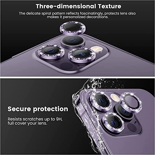 FoneFunshop Compatível com o iPhone 14 Pro/14 Pro Max - um conjunto de 3 protetores de lentes de câmeras de vidro prateado