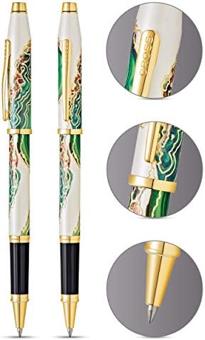 Cross Wanderlust Rollerball Pen, 23 compromissos de ouro de quilates, inclui caixa de presente premium - Borneo