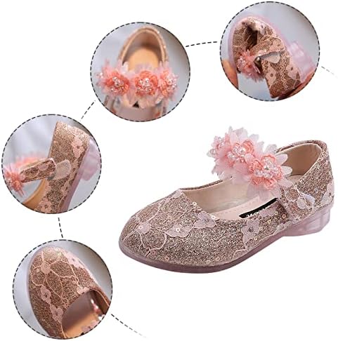 Sapatos de menina de flor de criança criança Mary Jane Sapatos planos deslizam balé de flores? Lats sapatos de festa na escola