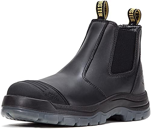 Botas de trabalho de rockrooster para homens, dedo do dedo de aço de 6 polegadas, deslize em sapatos de couro oleado,