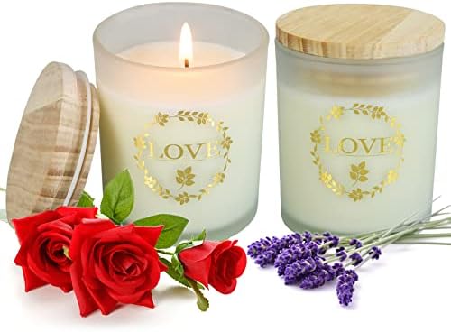 Velas perfumadas de Yiwer Jar 2 pacote: Mulheres Melhor presente para casa -Feito de de aromaterapia com cera de soja conjuntos