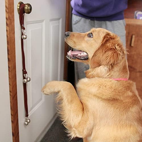 Campainha de cão de couro Cathylife para maçaneta de porta/treinamento com potty/vá para fora, sino de cão de cobre de ajuste de comprimento,