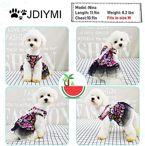 Vestido de cachorro pequeno - melancia impressão em roupas de cachorro preto vestidos de cachorro vestidos de cachorro para garotas