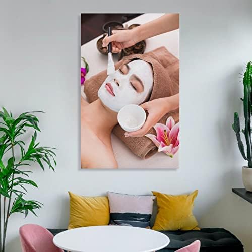 Pôster de salão de beleza, salão de beleza, decoração de parede de spa, cuidados com a pele, beleza, mulheres fazendo máscara