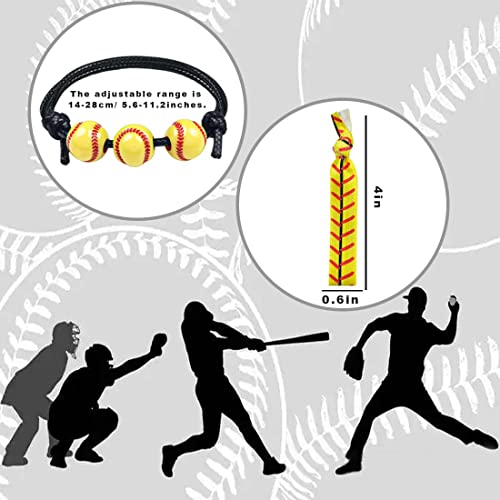 10 PCs Pulseira de softball ajustável Sport de esporte inspirado ajustável Pulseira de bola 10 PCs Softball Hair Ties Elastics Ribbon Ties Softball Hair Accessories for Women Girls Sports.