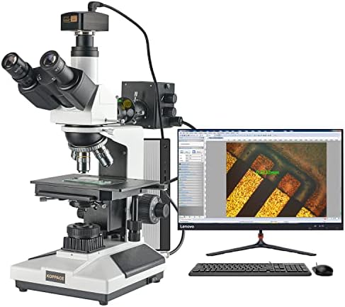 Koppace 380x-3000X Microscópio metalúrgico de elétrons 5 milhões de pixels USB2.0 Suporte à câmera Splicing de imagem