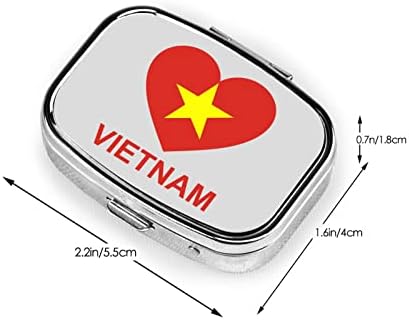 Love Vietnam Square Mini Pill Box Travel Friendly Portable Compact Pill Case com espelho