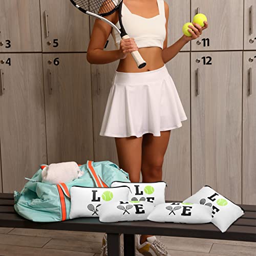 12 peças Bolsa de maquiagem de tênis Bolsa de cosméticos com palavras Bolsas de armazenamento de tênis de tênis Caice de armazenamento portátil Acessórios de bolsa de higiene pessoal com zíperes para tenistas equipes