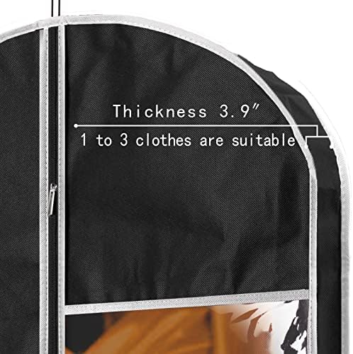 Bolsa de vestuário preta com bolsos pendurados sacos de traje de roupa de vestuário para roupas para roupas de trave