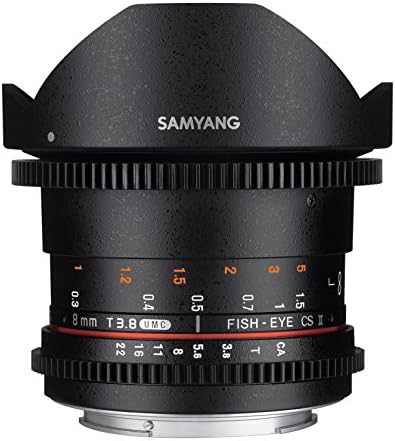 Samyang 8 mm T3.8 VDSLR II Lente de vídeo de foco manual para a câmera de montagem eletrônica da Sony