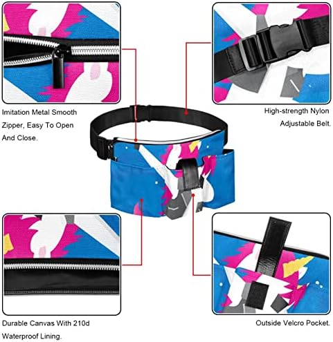 Unicórnio fofo fazendo movimentos de mochila fanny saco de pacote Fanny Pack para mulheres e homens Bolsa de cintura fofa, acampamento de viagem para caminhada com 4 bolsos, extensão de correia, fácil carregar qualquer telefone, passaporte, carteira