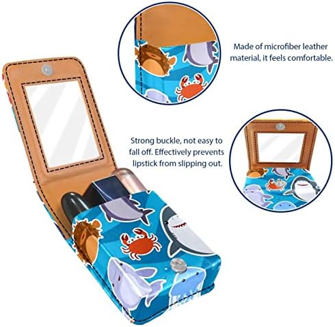 Design de adesivos com animais de maquiagem de animais marinhos fofos Casos de batom para a parte externa de couro