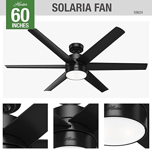Hunter Fan Company 59624 Solaria teto fã, 60, acabamento preto fosco