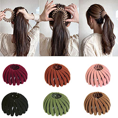 Conjunto de clipe de cabelo de ninho de 6pcs, clipes expansíveis de garra de cabelo fixo, pássaros preguiçosos de ninho de ninho de cabelo, pinças de cabelo de cabelo de moda acessórios para mulheres meninas