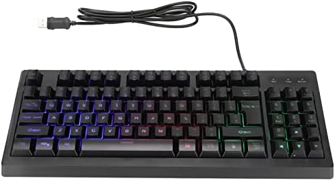 Teclado Kafuty-1 RGB Gaming, 89 chaves compacto teclado com retroilumação usb com fio PC, à prova de poeira à prova d'água,