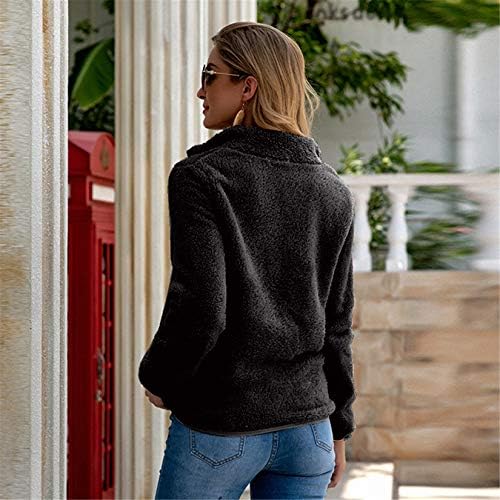 ANDONGNYWELL Women's Casual Casual Lapel Fleece Fuzzy Faux Shearling Zipper Warm Whinter Oversized Outwear Jackets