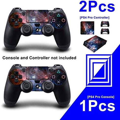 Eseeking de corpo inteiro roxo e azul cósmico nebular protetor de vinil decalque para PS4 Pro Console e 2pcs Skins de controlador