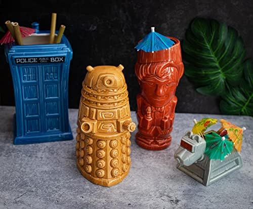 Geeki Tikis Doctor Who K-9 Caneca de cerâmica | Coquetéis de coquetel em copo, drinques tropicais para barra de bares em casa |